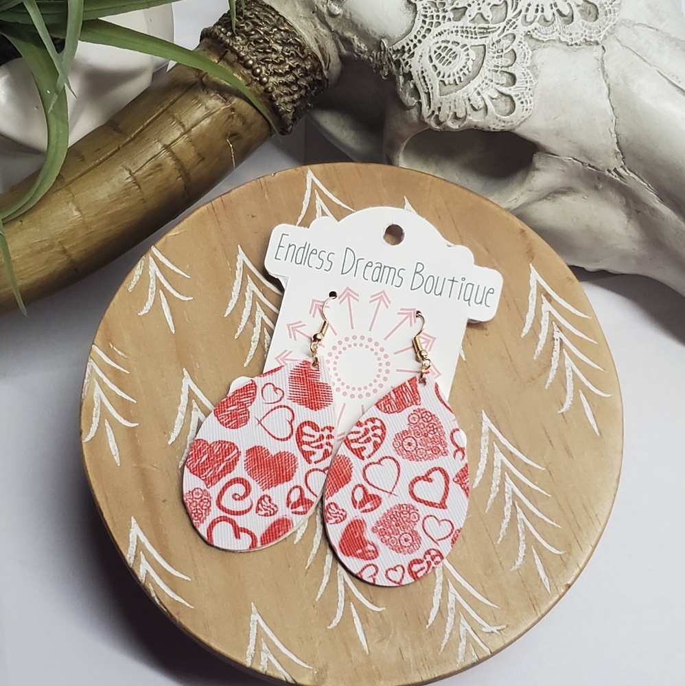 Faux Leather Earrings | Valentine's Heart Design